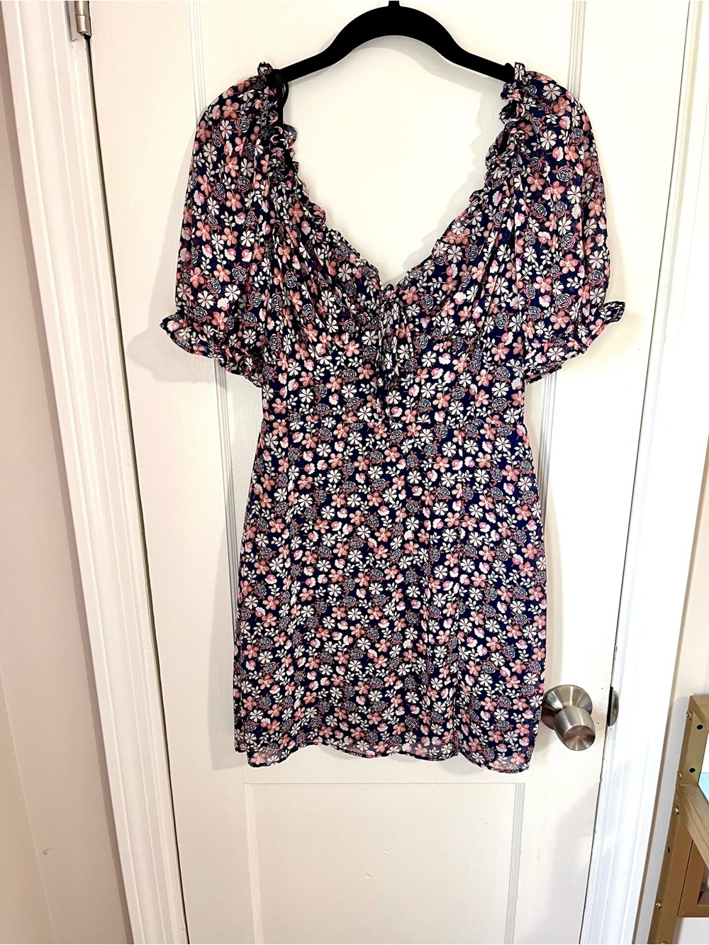 B. Smart Floral Mini Dress with Pink and White Flowers